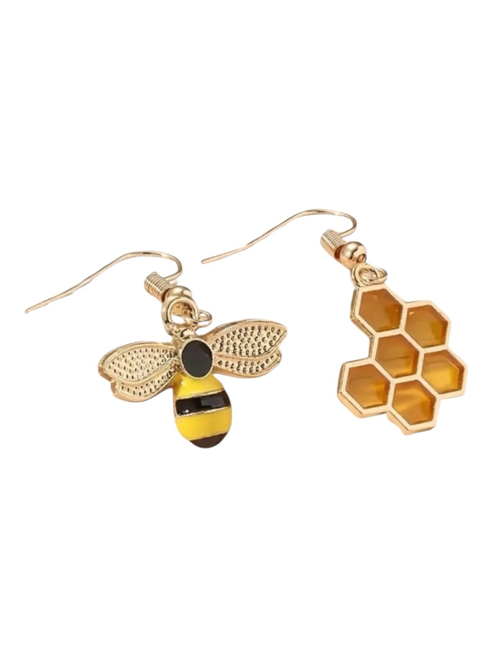Bee & Honeycomb Mismatched Drop Earrings